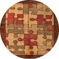 thumbnail image 1 of Ahgly Company Machine Washable Indoor Round Abstract Pumpkin Orange Area Rugs, 6' Round, 1 of 7