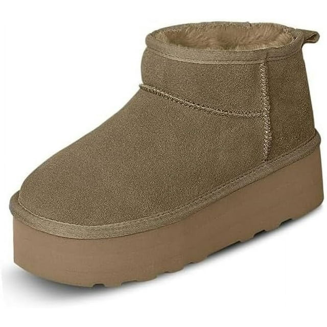 LAICAIW Platform Mini Boot For Women Short Ankle Boot Classic Ultra Snow Platform Anti-Slip Boot For Outdoor Fur Fleece Lined Sneakers