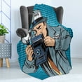 thumbnail image 4 of Paparazzi Soft Flannel Fleece Blanket, Photographer Man Taking Pictures Comic Book Style Journalism Graphic, Cozy Plush for Indoor and Outdoor Use, 50" x 60", Petrol Blue Grey Teal, by Ambesonne, 4 of 5