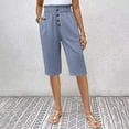 thumbnail image 2 of yillto Womens Capris Elastic Waist Causal Summer Cropped Pant Knee Length Loose Shorts with Pockets, 2 of 7