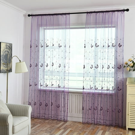Butterfly Curtain Tulle Window Treatment Voile Drape Valance 1