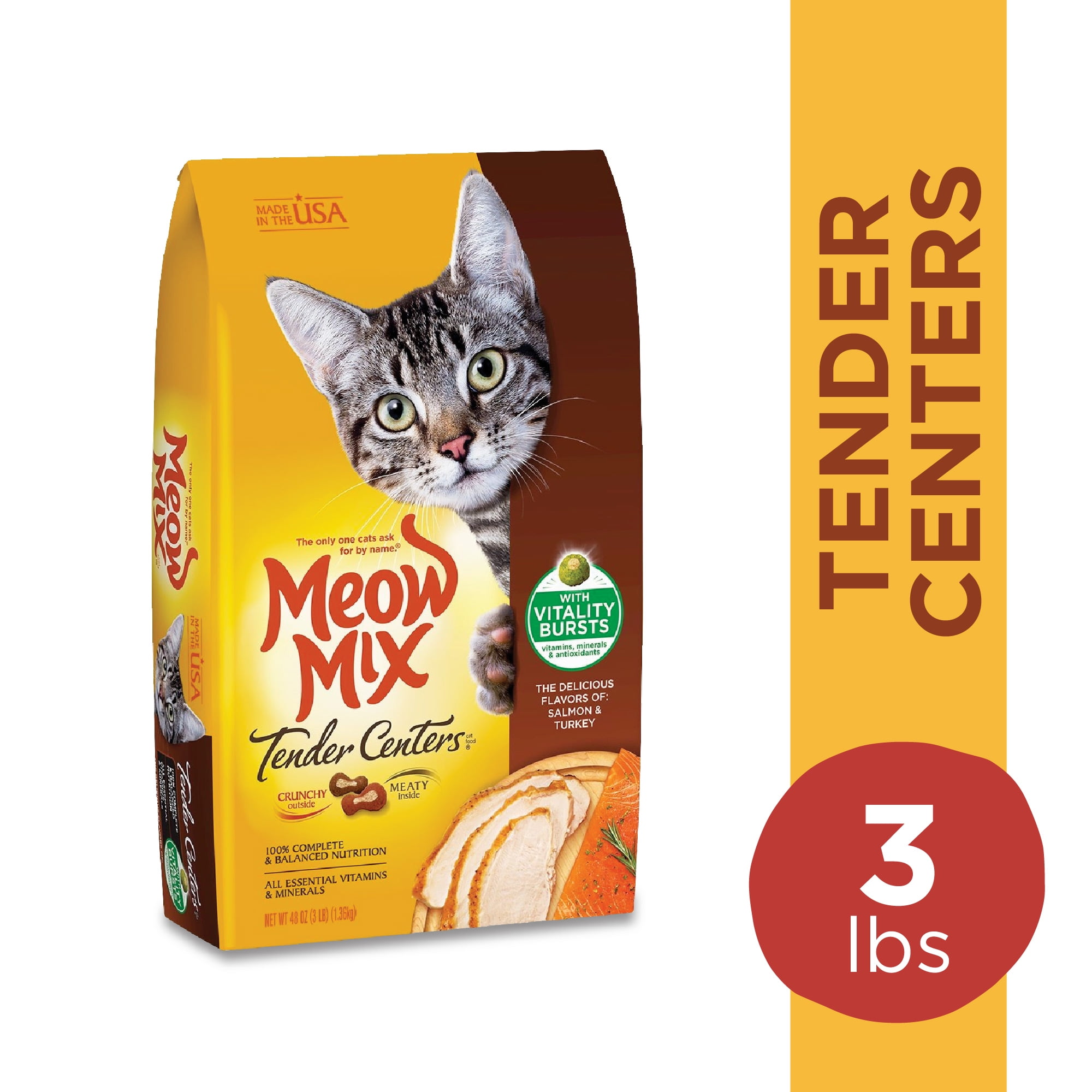 Meow Mix Tender Centers Salmon & Turkey Flavors with Vitality Bursts