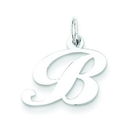 Small Star Face Charm - Sterling Silver Small Script Initial Letter B Charm