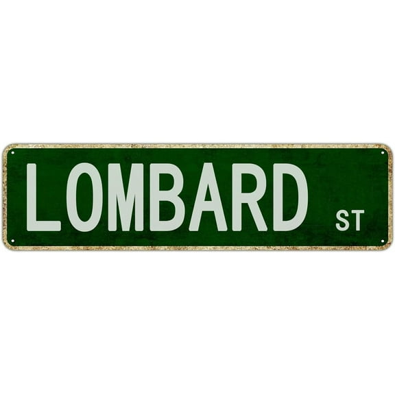Metal Street Sign Lombard Street Vintage Posters And Prints Avenue Road Street Name Tin Sign Wall Art For 16×4 Inch