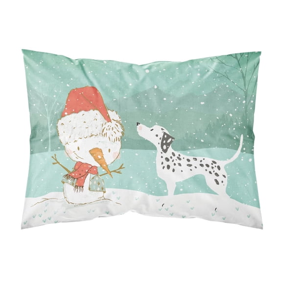 Dalmatian and Snowman Christmas Fabric Standard Pillowcase