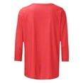 thumbnail image 5 of T-shirts de Noël Rouges en Verre pour Femmes à Manches Longues Imprimés à Col Rond Trois Col Roulé T-Shirts pour Femmes à Manches Trois-Quarts T-Shirt Décontracté T Haut à Manches Longues pour Femmes, 5 of 5