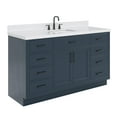 thumbnail image 3 of Ariel Hepburn 60 In. Rectangle Sink Bathroom Vanity With Carrara White Quartz Countertop 1.5 Edge In Midnight Blue, 3 of 7