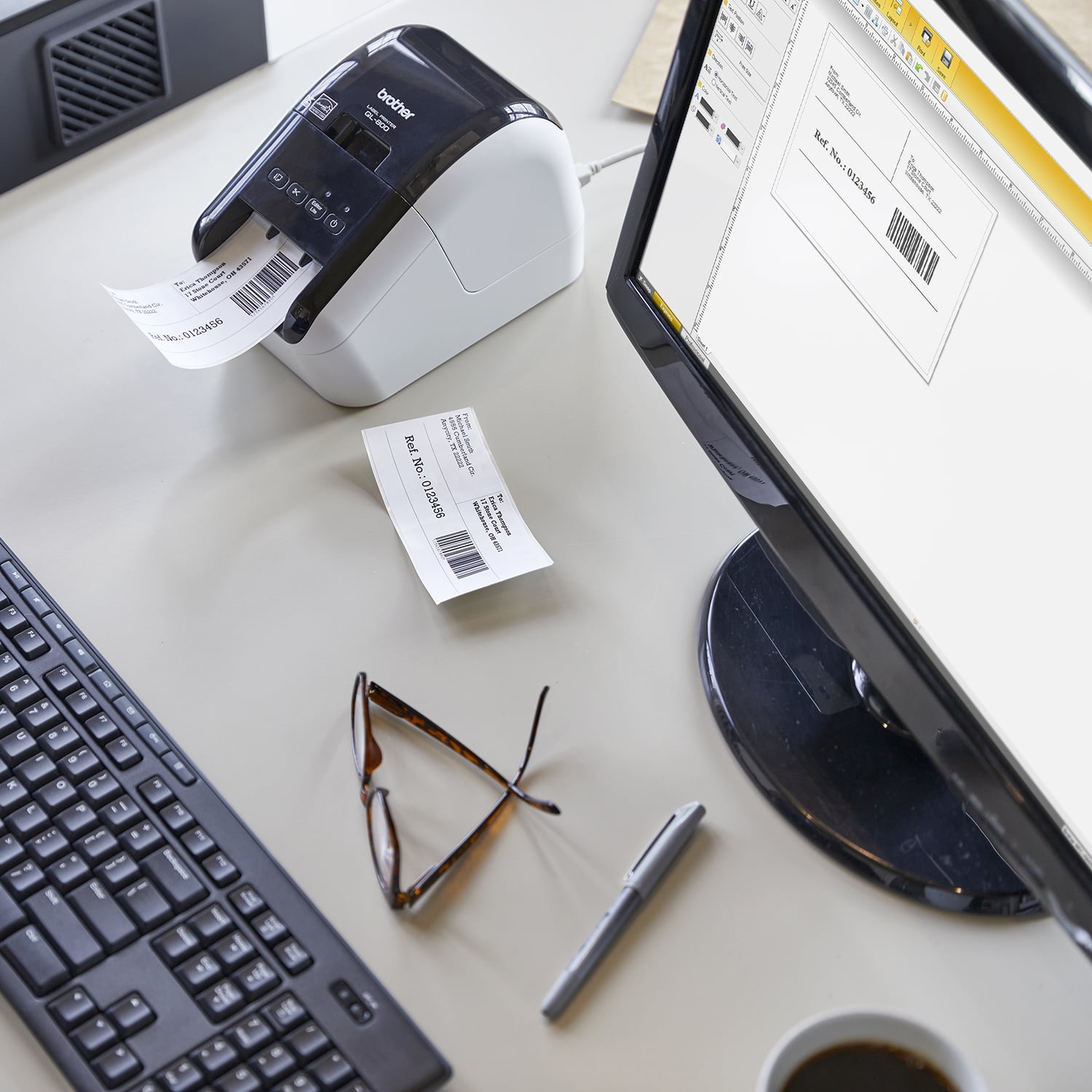 Brother QL-800 Professional Label Printer, High-Speed, Black & Red