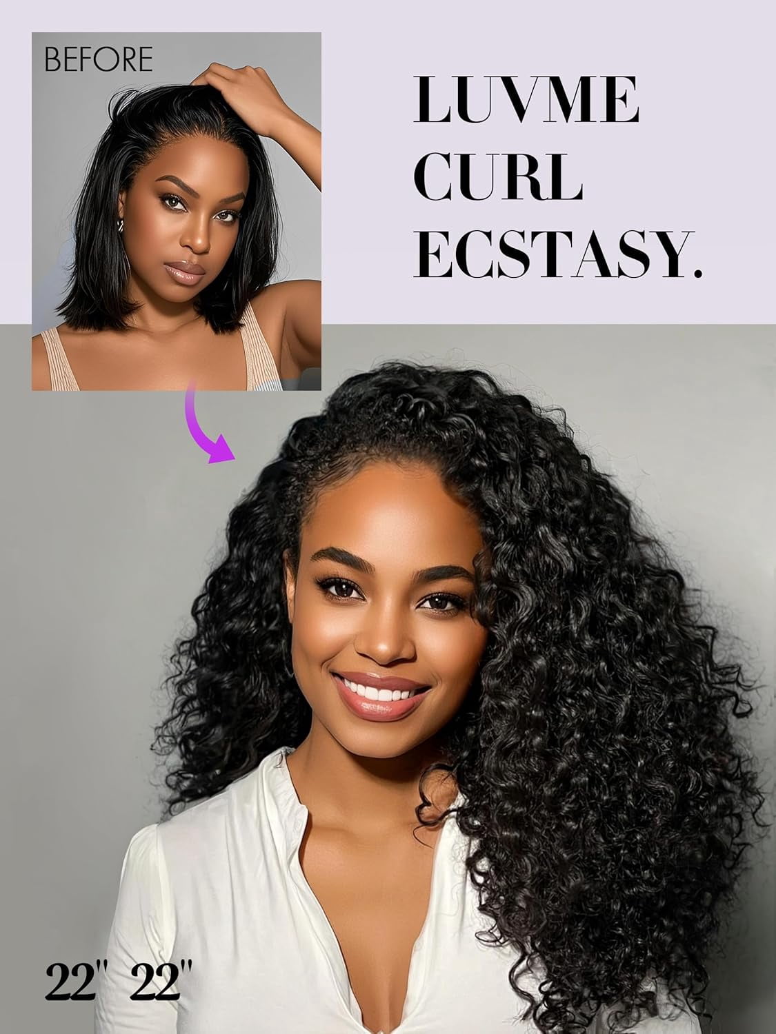 LUVME Messy Burmese Curly Clip in 14" Hair Extensions Real Human Hair Fullness with 2 Pack for Women Brazilian Remy Natural Black