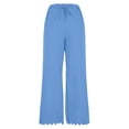 thumbnail image 3 of XAOFW Women's Casual Pants Solid Color High Waist Trousers Daily Wear Wide Leg Palazzo Pant With Pockets Club Party Comfortable Stylish Trouser, 3 of 3