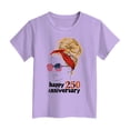 thumbnail image 4 of Staki Girl American Flag Shirts 4th of July Shirt Cotton Short Sleeve Tees Patriotic Shirts for Kids 2T 3T 4T Purple,1-2 Years, 4 of 5