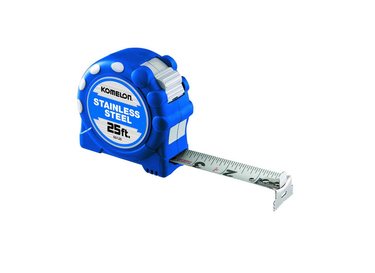 Komelon Stainless Steel Gripper 25 ft. L X 1 in. W Auto Lock Tape Measure 1pk