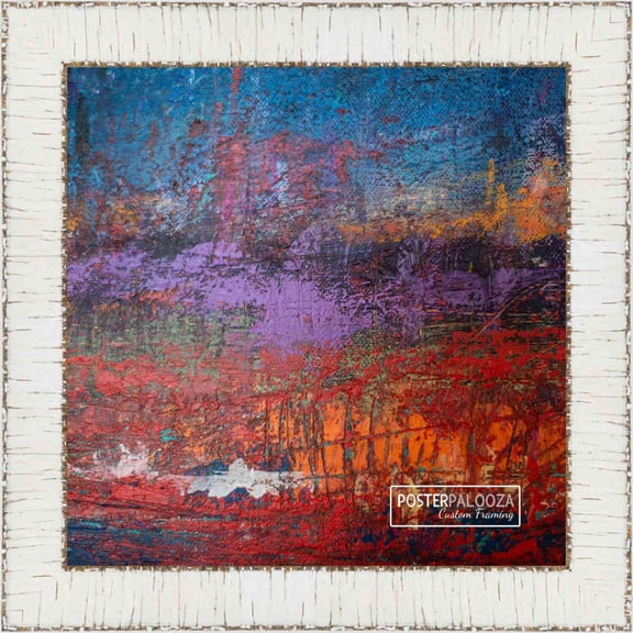 14x14 Ornate White Picture Frame - UV Acrylic, Foam Board Backing, Hanging Hardware