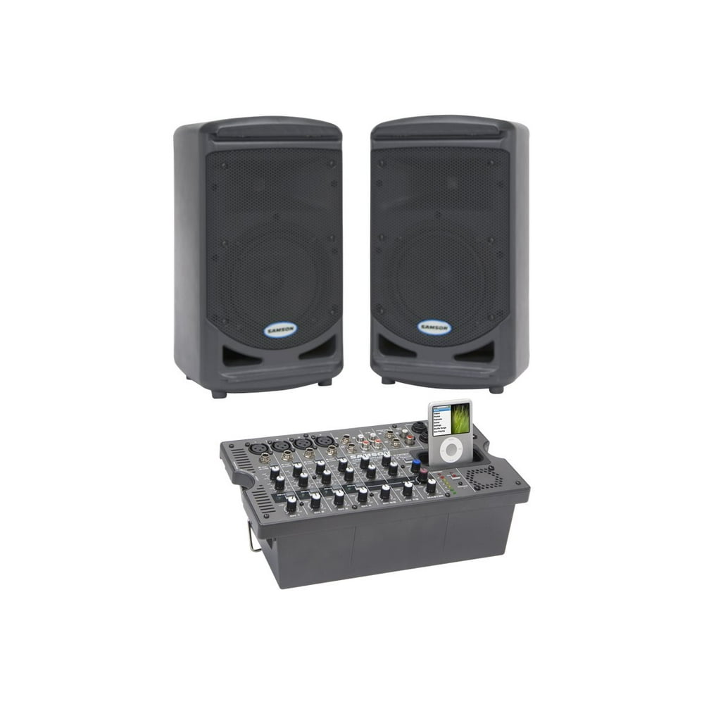 Samson Expedition XP308i Speakers with Apple cradle for PA system