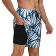thumbnail image 2 of Naloa Blue Shells Print Men Swim Trunks with Compression Liner ,Board Shorts,Men's Swim Shorts with Drawstring and Elastic Waistband-Large, 2 of 6