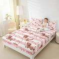 thumbnail image 4 of Castle Fairy Cartoon Dog Dachshund 3Pcs Twin Sheet Sets for Kids Children Preppy,Kawaii Ribbon Bow Twin Fitted Sheet,Geometric Stripes Breathable Flat Sheet,Lightweight Room Decor, 4 of 7