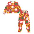 thumbnail image 4 of Yuyamidu Christmas Pajamas Set of 2 HO-HO-HO Sleepwear Pjs Womens Long Sleeve Pj Tops Long Pants with Drawstring Xmas Tree Sleep Jogger Night Clothes Size L, Red, 4 of 7