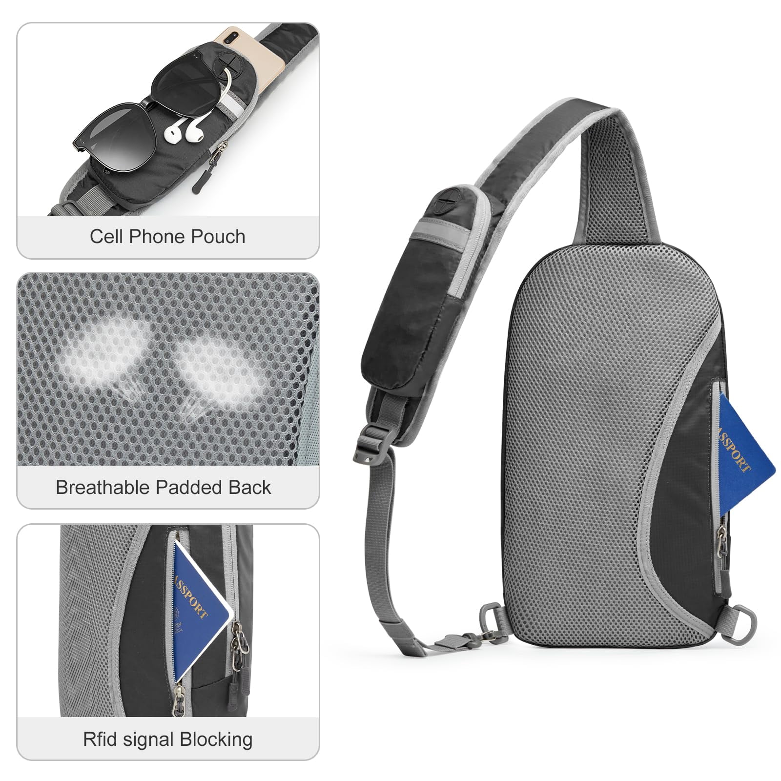 G4Free Sling Bag RFID Blocking Crossbody Backpack with Front Pocket Hiking Daypack Chest Bag for Women Men