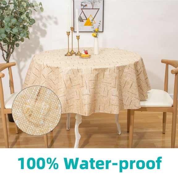 Ray Star Vinyl Christmas Tablecloth 60in Round Vinyl Table Cloth Spill Proof Wipeable Table Cloths for Indoor Outdoor