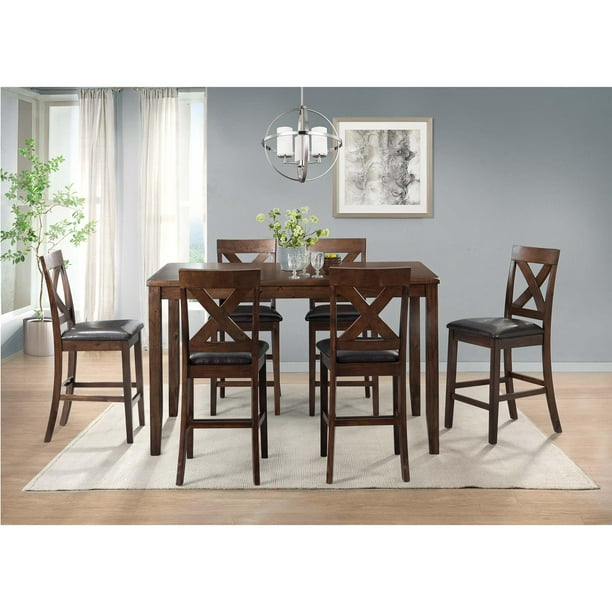 Picket House Furnishings Alexa 7pc Dining Set Color Cherry Style Transitional Weight 192 Walmart Com Walmart Com