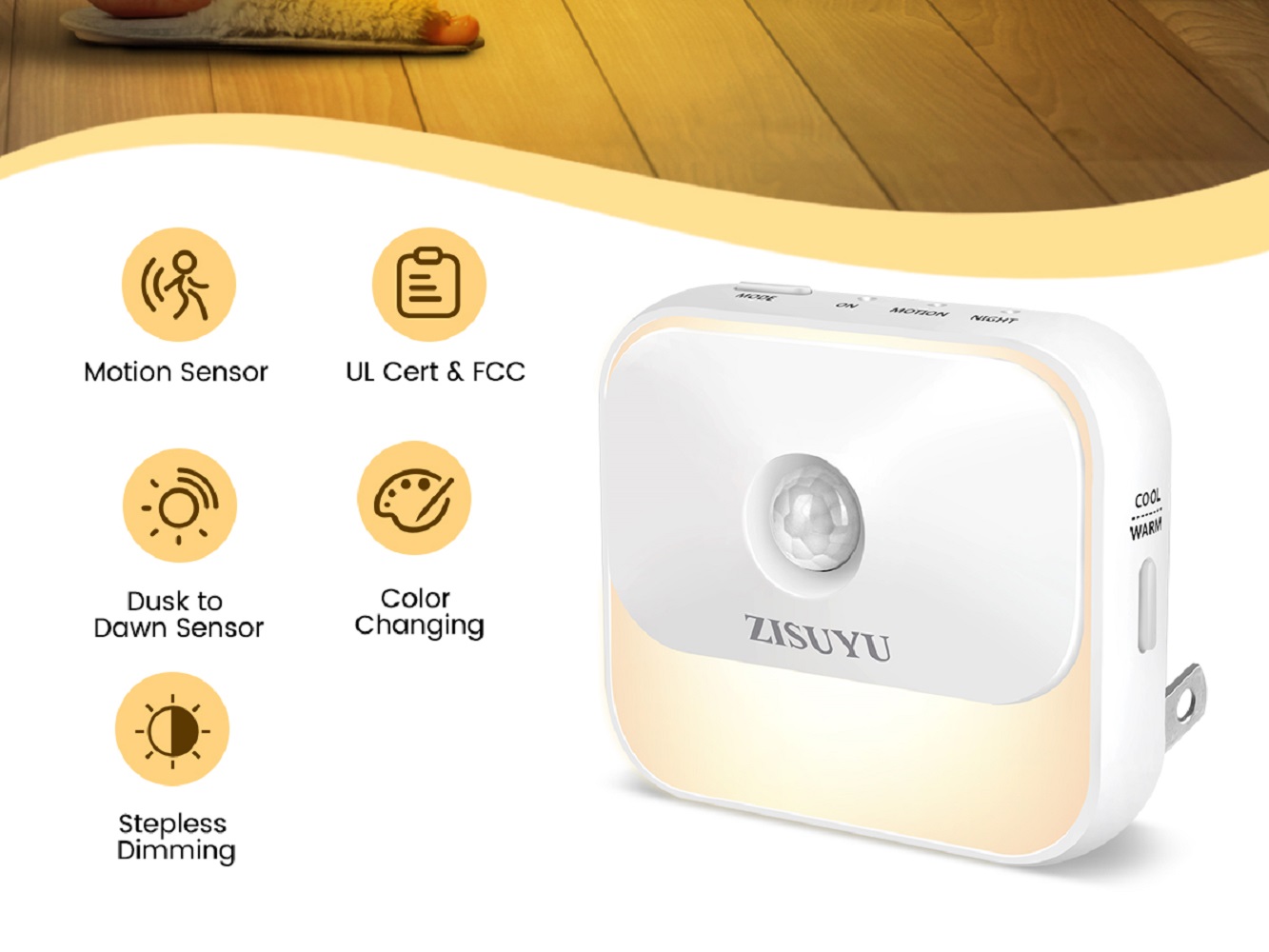 ZISUYU 2-Pack Motion Sensor LED Night Lights, Dimmable photo 8