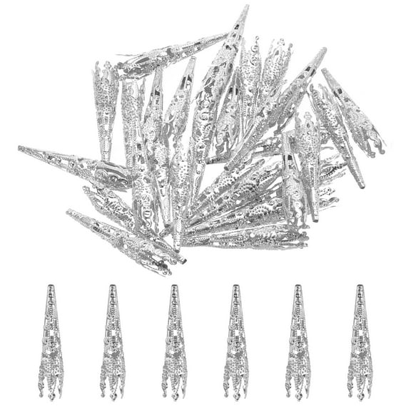 56 Pcs 42mm Flower Bead Caps Corsage Decorative Holder Brooch Pin Boutonnieres Silver