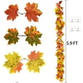 thumbnail image 5 of Vlemua 2 Pack Fall Garland Maple Leaf, 5.9Ft/Piece Hanging Vine Garland Artificial Autumn Foliage Garland Thanksgiving Decor for Home Wedding Fireplace Party Christmas (Light Green), 5 of 15