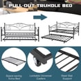 thumbnail image 4 of VECELO Twin Metal Daybed Frame with Trundle, Mattress Foundation Sofa Bed Platfrom with Headboard, No Box Spring Needed, Black, 4 of 9