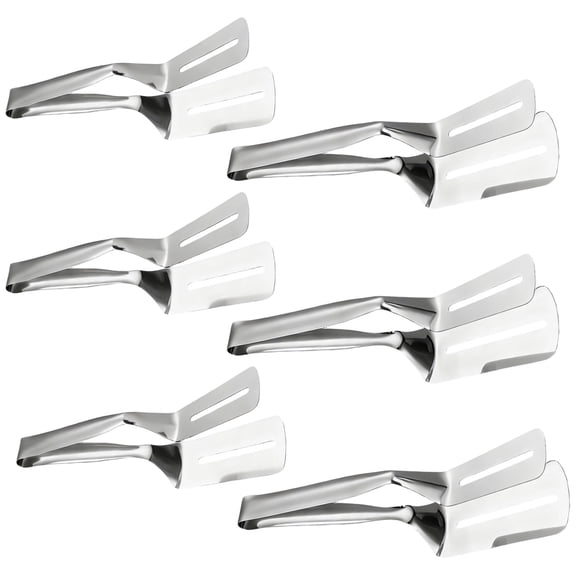 6 Pcs Stainless Steel Kitchen Tongs Set, Including 3 Small (9.3 in / 23.5 cm) and 3 Large (10.2 in / 26 cm) Food Clamps, Heavy Duty Barbecue Tongs for Cooking, Grilling, and Frying