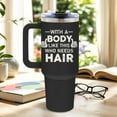 thumbnail image 2 of Best Gifts for Dad, Papa Tumbler for Men, Birthday Gfts for Dad, Funny Christmas Gifts for Men, With A Body Like This Who Needs Hair, 40 Oz Tumbler with Handle, 2 of 6