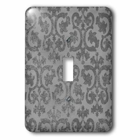 Outlet Wallpaper (3dRose Grunge gray damask - silver grey faded antique vintage swirls - wallpaper fancy swirling pattern, 2 Plug Outlet)