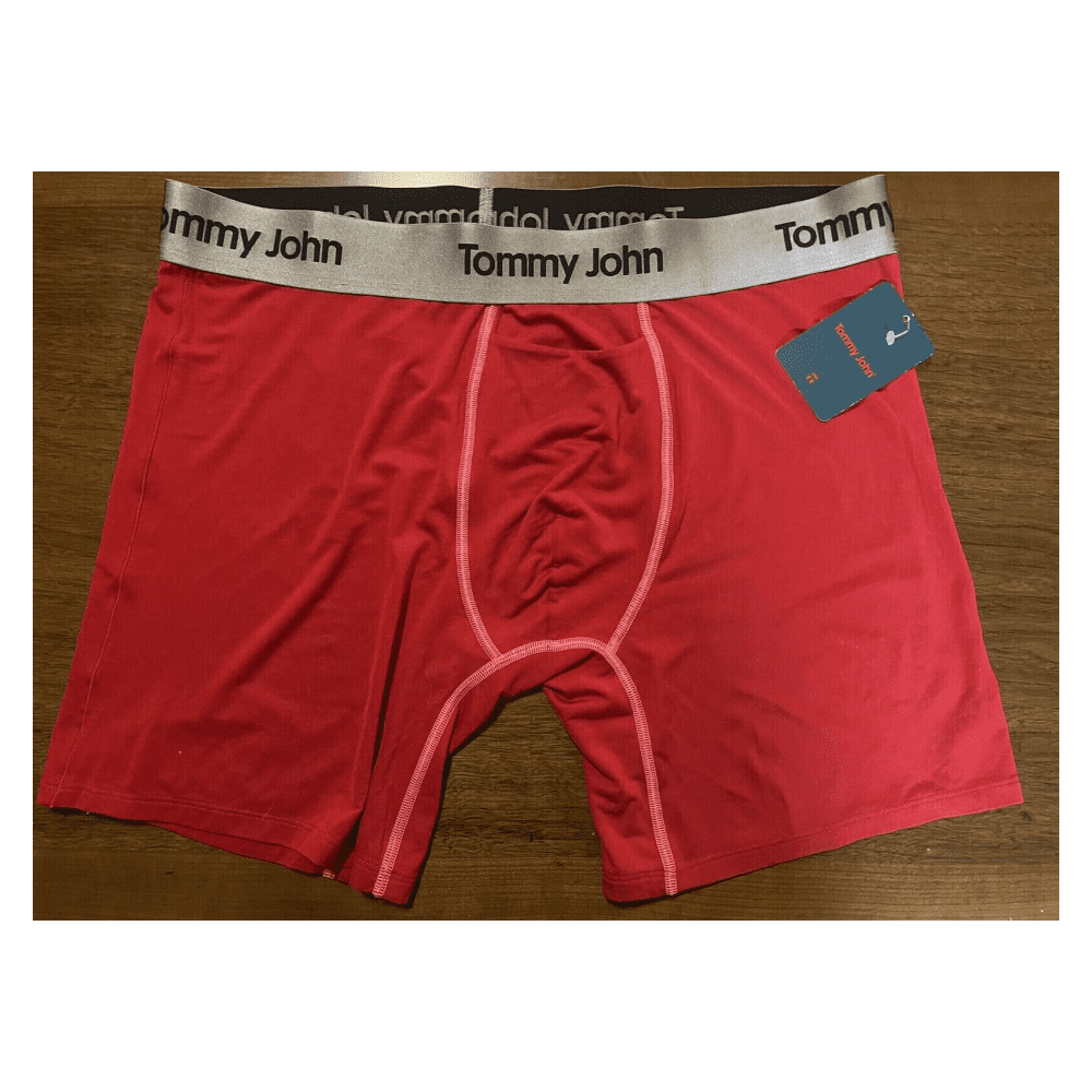 TOMMY JOHN Men's Second Skin 6” Inseam Boxer Briefs RED w/ PINK ...
