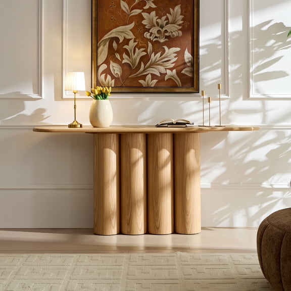 Kevinplus 70 Inch Modern Console Table with Legs for Entryway , Living Room Hallway Foyer Entrance Study, Natural