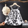 thumbnail image 2 of XUELUO Baby Girls Dresses Spaghetti Strap Black-White Floral Print Flared Skirts Summer Outings Casual Cool Chic Dress, 2 of 8