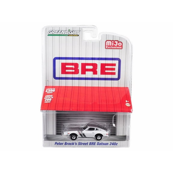 Greenlight 51157 Datsun 240Z Peter Brocks Street BRE White with Silver Top & Stripes Limited Edition to 4600 Pieces Worldwide 1-64 Diecast Model Car