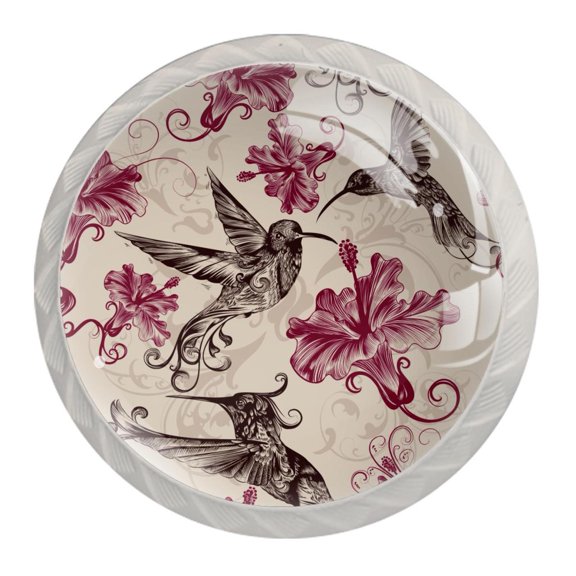 4 Pcs Hummingbird Knobs for Kitchen Cabinet Cupboard Dresser Bookcase Drawer Pulls Handles Round Home Decor