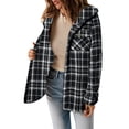 thumbnail image 2 of SHINE UP Flannel Shacket Jacket for Women Plaid Shirts Long Sleeve Button Down Tops Casual Hooded Coat, 2 of 6