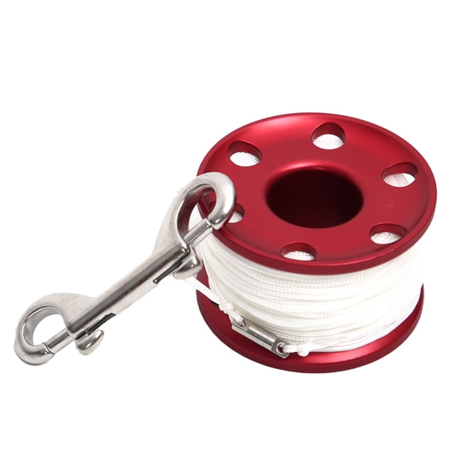 Eigraketly Carrete de buceo de 50m con forma de bocina, línea de alta visibilidad, rueda de alambre de aluminio, fuerte resistencia a la tracción, buzo Deportes acuáticos Rojo Eigraketly OD024325-03