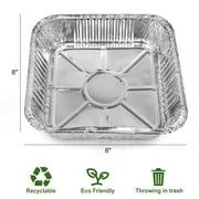 Treamon Aluminum Pans, Square Disposable Tin Foil Pans, 8*8 50 Count