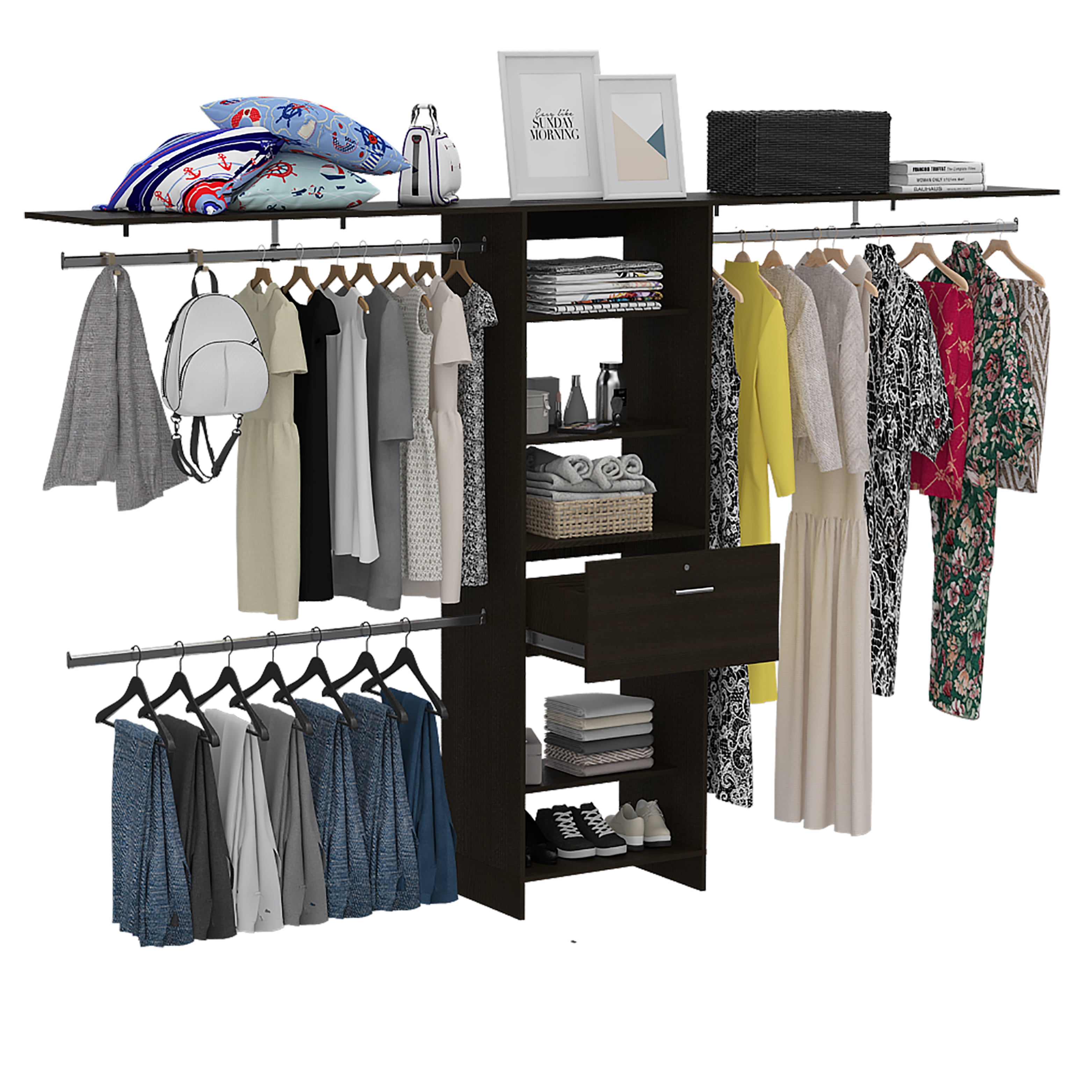 たぬき 希少 CoSoTower 1-Drawer 4-Shelf Closet System Dark Walnut テープ・マスキングテープ