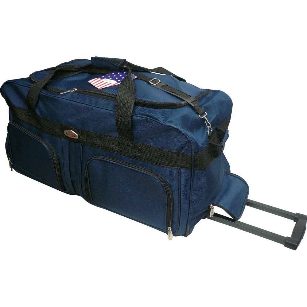 30" 1200 D Heavy Duty polyester Rolling Duffel Bag Navy Blue