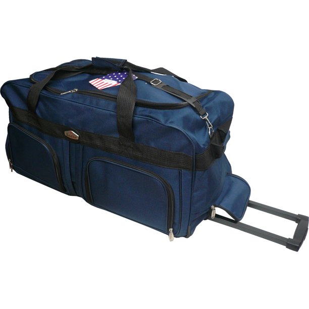 30" 1200 D Heavy Duty polyester Rolling Duffel Bag Navy Blue