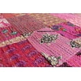 thumbnail image 2 of Pink Embrodiery Beautiful Handmade Vintage Silk Sari Jari Patchwork Khambhadiya Kantha Quilting Kantha Quilt Reversible Bed Cover Assoted Kantha Quilt Throw Blanket / Twin/Queen/King, 2 of 4