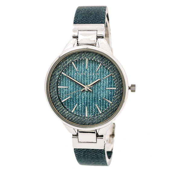 Anne Klein Women's 1409LTDM Blue Dial Blue Denim Patterned Resin and Steel Bangle Bracelet Watch