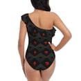 thumbnail image 5 of Easygdp Red Poker Women's One Shoulder Ruffle Monokini Bathing Suits with Removable Chest Pad, Quick Drying - Large, 5 of 8