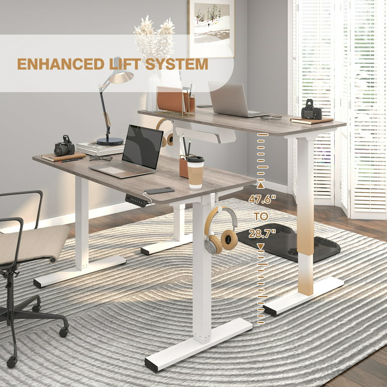FLEXISPOT Standing Desk, Electric Height Adjustable Desk 48 x 24 Inches Sit  Stand Desk Home Office Desk Whole-Piece Desk Board (Black Frame + 48 in