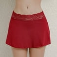 thumbnail image 5 of FAOWME Women's Skirts High Waist Solid Color Lace Patchwork Comfortable Fashion Elegant Mini Skirt For Casual Daily Wear,Red,M, 5 of 8