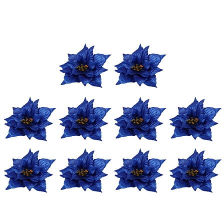 MERRYHAPY Artificial Christmas Flowers 10Pcs Blue Pe for Tree Adornment