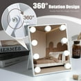 thumbnail image 5 of Fenchilin 10''x12'' Vanity Makeup Mirror with Lights Tabletop Metal White, 5 of 8