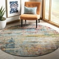 thumbnail image 3 of SAFAVIEH Monaco Rowena Abstract Area Rug, Teal/Orange, 9' X 9' Round, 3 of 6